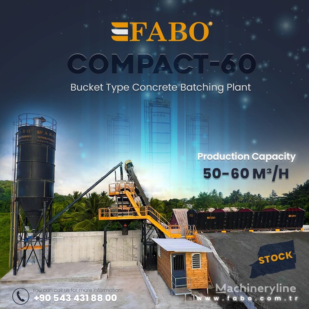 neue FABO SKIP SYSTEM CONCRETE BATCHING PLANT | 60m3/h Capacity | STOCK Betonmischanlage